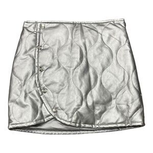 Truce Girls Metallic Silver Quilted Mini Skort 14